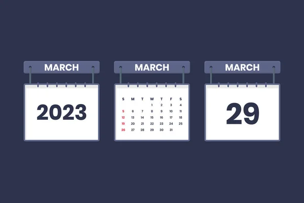 Maart 2023 Kalender Icoon Voor Schema Afspraak Belangrijk Datum Concept — Stockvector