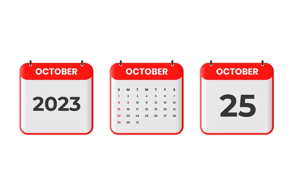 Oktober 2023 Kalenderdesign Oktober 2023 Kalenderikon Tidsplan Utpeking Viktig Datokonsept – stockvektor