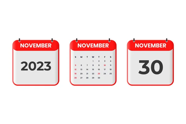 Noviembre 2023 Diseño Del Calendario Noviembre 2023 Icono Del Calendario — Archivo Imágenes Vectoriales