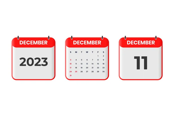 December 2023 Calendar Design 11Th December 2023 Calendar Icon Schedule — Stock Vector