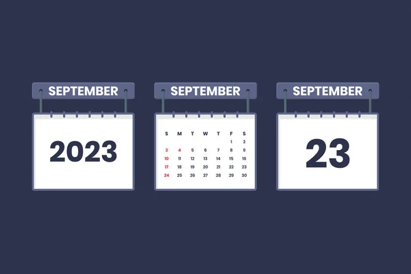 Septiembre 2023 Icono Del Calendario Para Calendario Cita Concepto Fecha — Archivo Imágenes Vectoriales