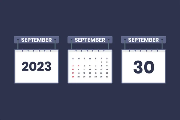 Septiembre 2023 Icono Del Calendario Para Calendario Cita Concepto Fecha — Archivo Imágenes Vectoriales