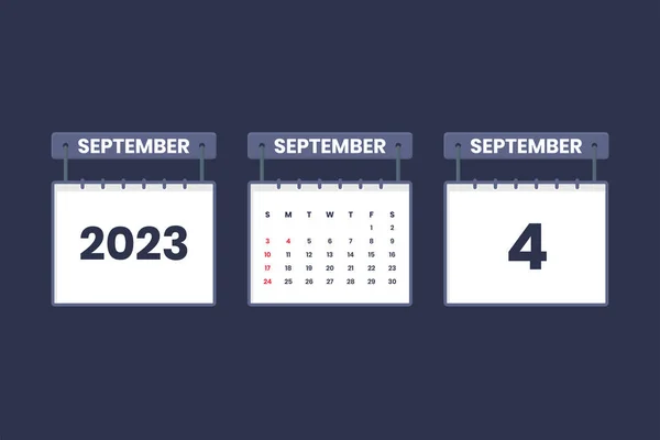 2023年9月4日スケジュール 重要な日付の概念のカレンダーアイコン — ストックベクタ