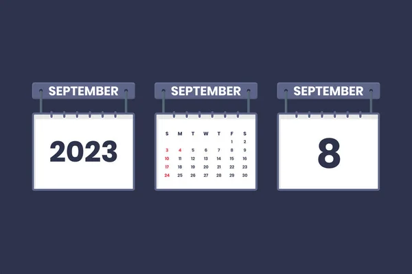 2023 Szeptember Naptár Ikon Menetrend Időpont Fontos Dátum Koncepció — Stock Vector
