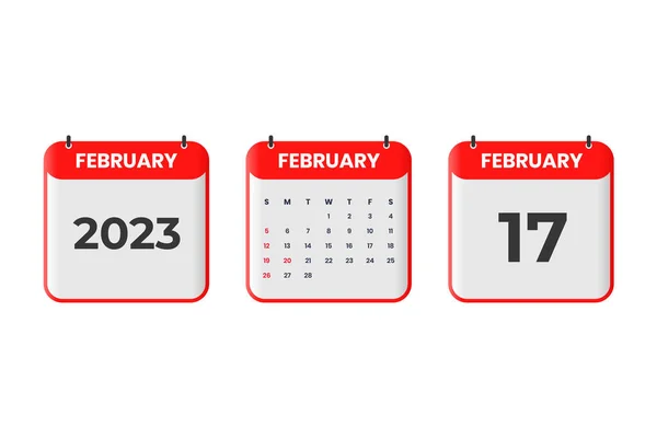 Φεβρουάριος 2023 Σχεδιασμός Ημερολογίου Φεβρουαρίου 2023 Εικονίδιο Ημερολογίου Για Χρονοδιάγραμμα — Διανυσματικό Αρχείο