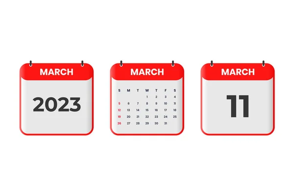 Maart 2023 Kalenderontwerp Maart 2023 Kalender Icoon Voor Schema Afspraak — Stockvector