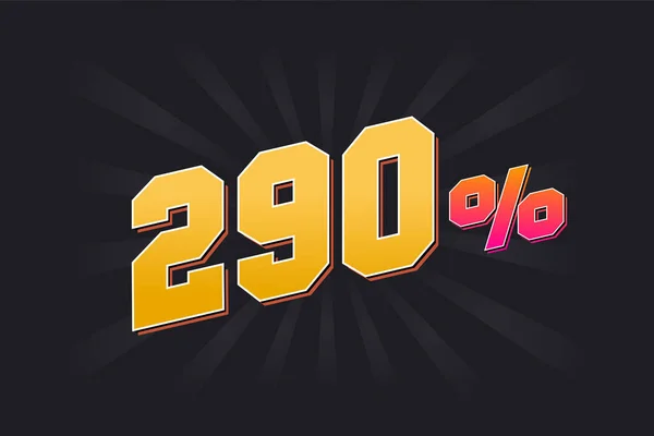 290 Discount Banner Dark Background Yellow Text 290 Percent Sales — Stock Vector