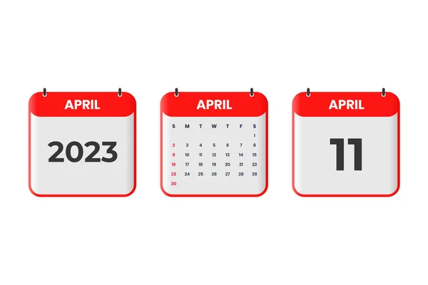 April 2023 Calendar Design 11Th April 2023 Calendar Icon Schedule — Stock Vector