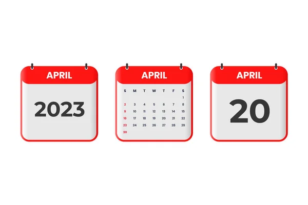 Kwiecień 2023 Projekt Kalendarza Kwietnia 2023 Ikona Kalendarza Harmonogram Nominacja — Wektor stockowy