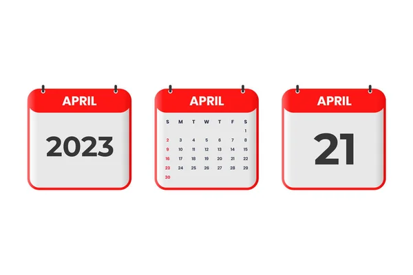 Апрель 2023 Календарный Дизайн Апреля 2023 Календарный Значок Расписания Назначения — стоковый вектор