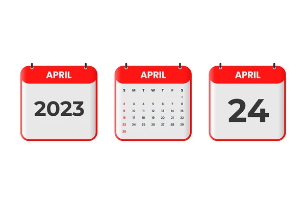 Апрель 2023 Календарный Дизайн Апреля 2023 Года Иконка Календаря Расписания — стоковый вектор