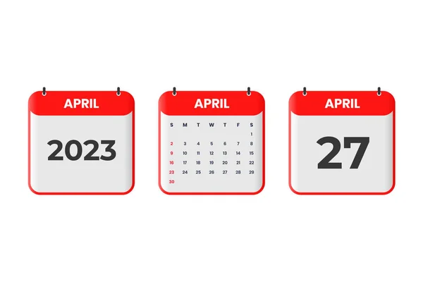 April 2023 Kalenderontwerp April 2023 Kalender Icoon Voor Schema Afspraak — Stockvector