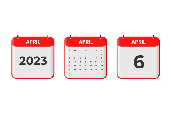 Kwiecień 2023 Projekt Kalendarza Kwietnia 2023 Ikona Kalendarza Harmonogram Spotkanie — Wektor stockowy