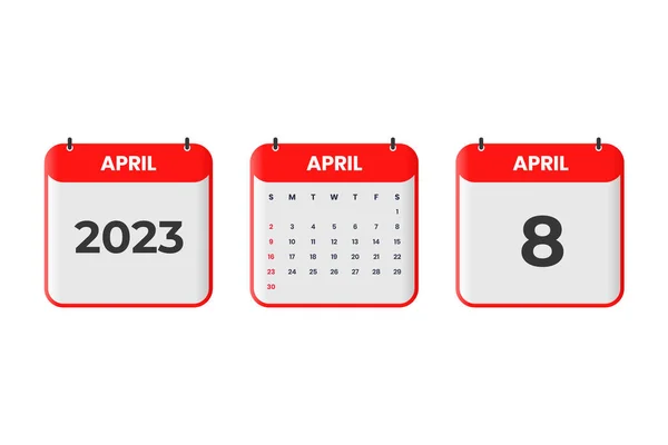 April 2023 Kalenderontwerp April 2023 Kalender Icoon Voor Schema Afspraak — Stockvector