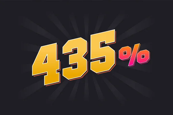 435 Discount Banner Dark Background Yellow Text 435 Percent Sales — Stock Vector