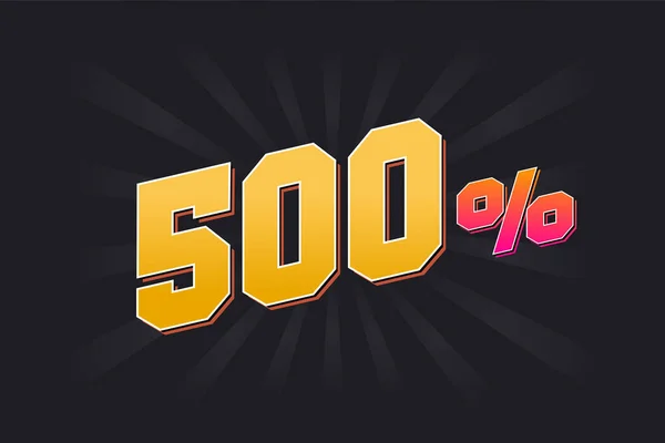 500 Sleva Banner Tmavým Pozadím Žlutým Textem 500 Procent Prodejní — Stockový vektor
