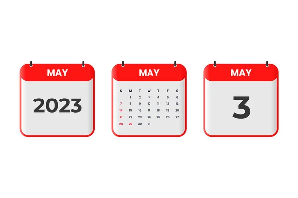 Maj 2023 Projekt Kalendarza Maja 2023 Ikona Kalendarza Harmonogram Nominacja Wektory Stockowe bez tantiem