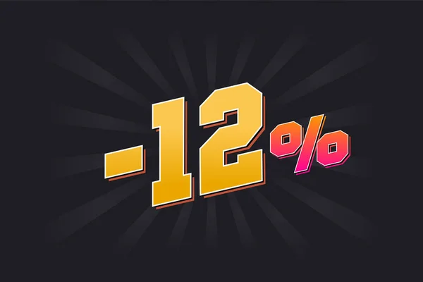 Eksi% 12 indirimli afiş, koyu arkaplan ve sarı metin. -% 12 satış promosyon tasarımı.