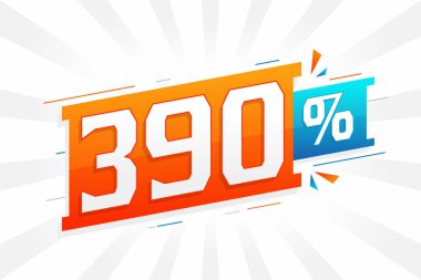 % 390 indirimli reklam pankartları. Yüzde 390 satış promosyon tasarımı.