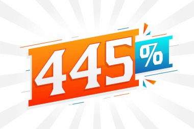 % 445 indirimli reklam pankartları. Yüzde 445 satış promosyon tasarımı.