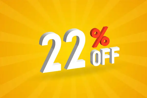 stock vector 22 Percent off 3D Special promotional campaign design. 22% off 3D Discount Offer for Sale and marketing.