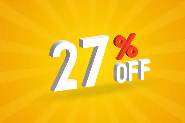 stock vector 27 Percent off 3D Special promotional campaign design. 27% off 3D Discount Offer for Sale and marketing.