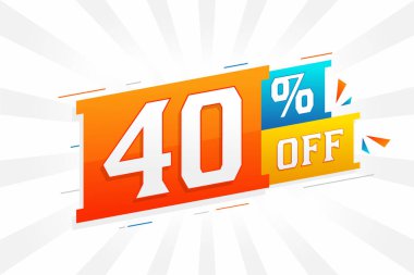 % 40 indirimli 3 boyutlu özel tanıtım kampanyası tasarımı. 3D indirimli satış ve pazarlama teklifinin% 40 'ı.