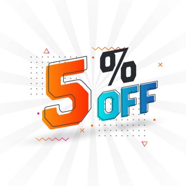 3 boyutlu özel tanıtım kampanyası tasarımında% 5 indirim. 3D indirimli satış ve pazarlama teklifinin% 5 'i.