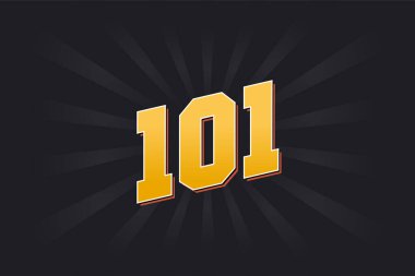 Number 101 vector font alphabet. Yellow 101 number with black background clipart