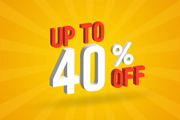 До 40 процентов скидки 3D Специальный дизайн рекламной кампании. До 40% скидки 3D на продажу и маркетинг.