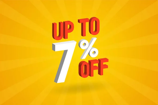 stock vector Up To 7 Percent off 3D Special promotional campaign design. Upto 7% of 3D Discount Offer for Sale and marketing.