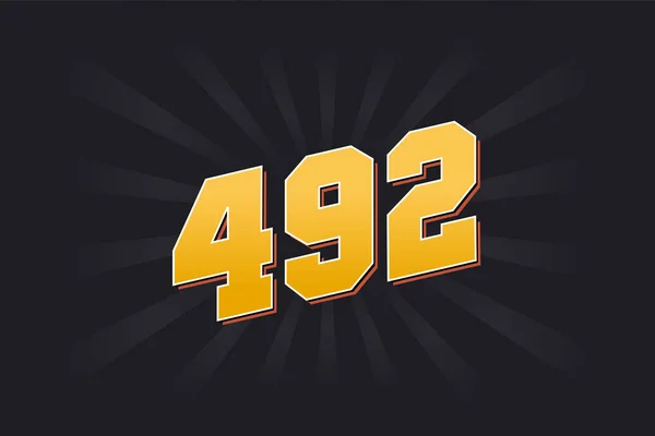 492号矢量字母表 黄色492数字 黑色背景 — 图库矢量图片