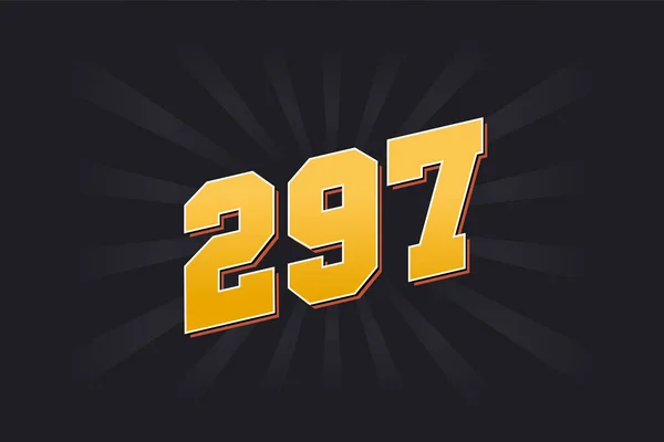 Номер 297 Векторний Шрифт Жовтий Номер 297 Чорним Тлом — стоковий вектор