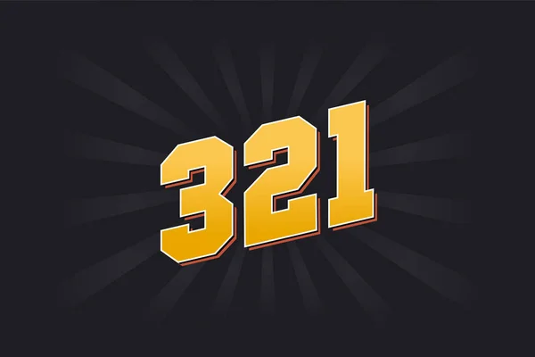 Αριθμός 321 Αλφάβητο Διάνυσμα Κίτρινο 321 Αριθμός Μαύρο Φόντο — Διανυσματικό Αρχείο