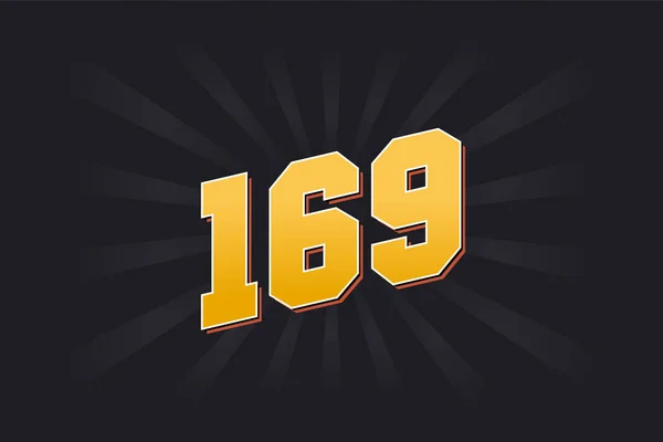 169号矢量字母表 黄色169数字 黑色背景 — 图库矢量图片