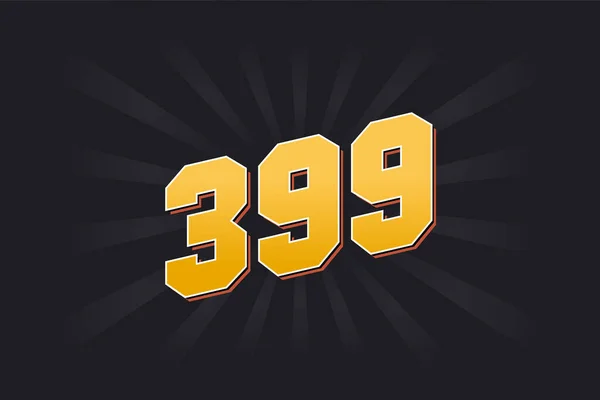 Αριθμός 399 Διανυσματικό Αλφάβητο Κίτρινο 399 Αριθμός Μαύρο Φόντο — Διανυσματικό Αρχείο