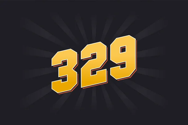 Nummer 329 Vektorschrift Alphabet Gelbe Zahl 329 Mit Schwarzem Hintergrund — Stockvektor