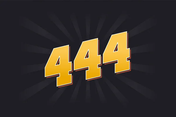 Αριθμός 444 Διανυσματικό Αλφάβητο Κίτρινο 444 Αριθμός Μαύρο Φόντο — Διανυσματικό Αρχείο
