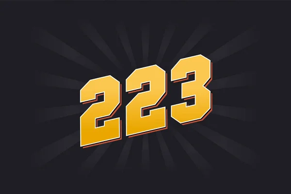 Номер 223 Векторний Шрифт Жовтий Номер 223 Чорним Тлом — стоковий вектор