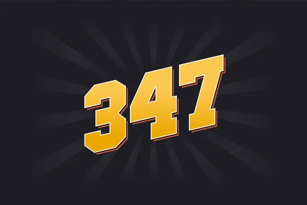 347号矢量字母表 黄色347数字 黑色背景 — 图库矢量图片