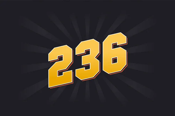 Номер 236 Векторний Шрифт Жовтий Номер 236 Чорним Тлом — стоковий вектор