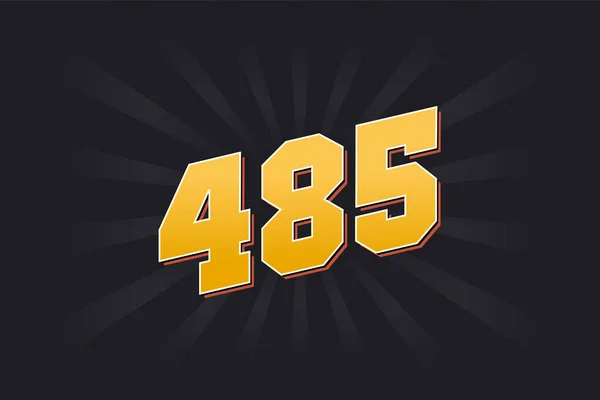 485のベクトルフォントアルファベット 黒の背景を持つ黄色の485番号 — ストックベクタ
