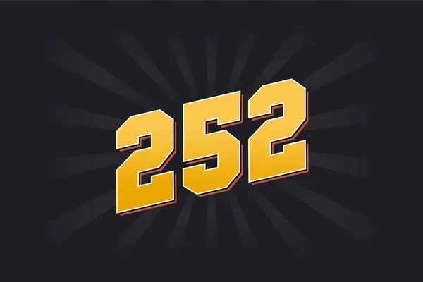 Номер 252 Векторний Шрифт Жовтий Номер 252 Чорним Тлом — стоковий вектор