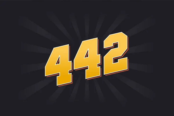 Anzahl 442 Vektorschrift Alphabet Gelbe 442 Zahl Mit Schwarzem Hintergrund — Stockvektor