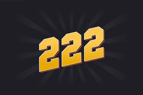 Νούμερο 222 Διανυσματικό Αλφάβητο Κίτρινος 222 Αριθμός Μαύρο Φόντο — Διανυσματικό Αρχείο