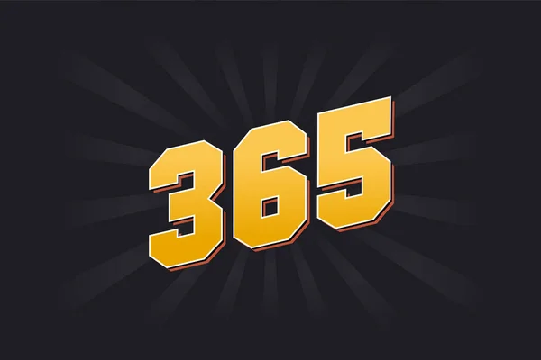 Номер 365 Векторний Шрифт Жовтий Номер 365 Чорним Тлом — стоковий вектор