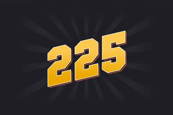 Nummer 225 Vektorschrift Alphabet Gelbe Zahl 225 Mit Schwarzem Hintergrund — Stockvektor