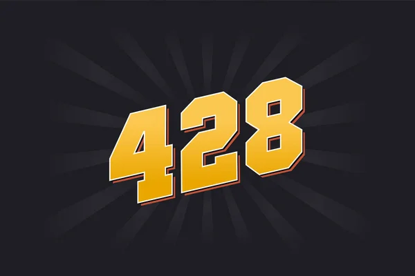 428号矢量字母表黄色428数字 黑色背景 — 图库矢量图片