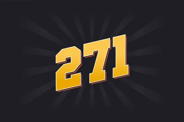 Номер 271 Векторний Шрифт Жовтий Номер 271 Чорним Тлом — стоковий вектор