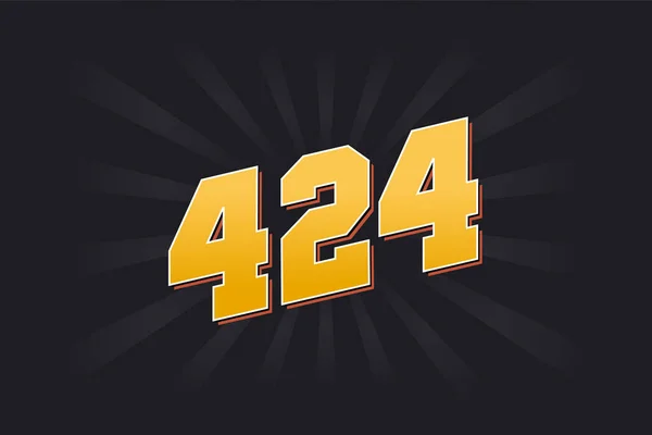 424号矢量字母表 黄色424数字 黑色背景 — 图库矢量图片